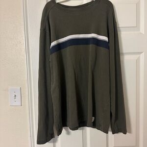 Old Navy Olive Long Sleeve Shirt with Stripes